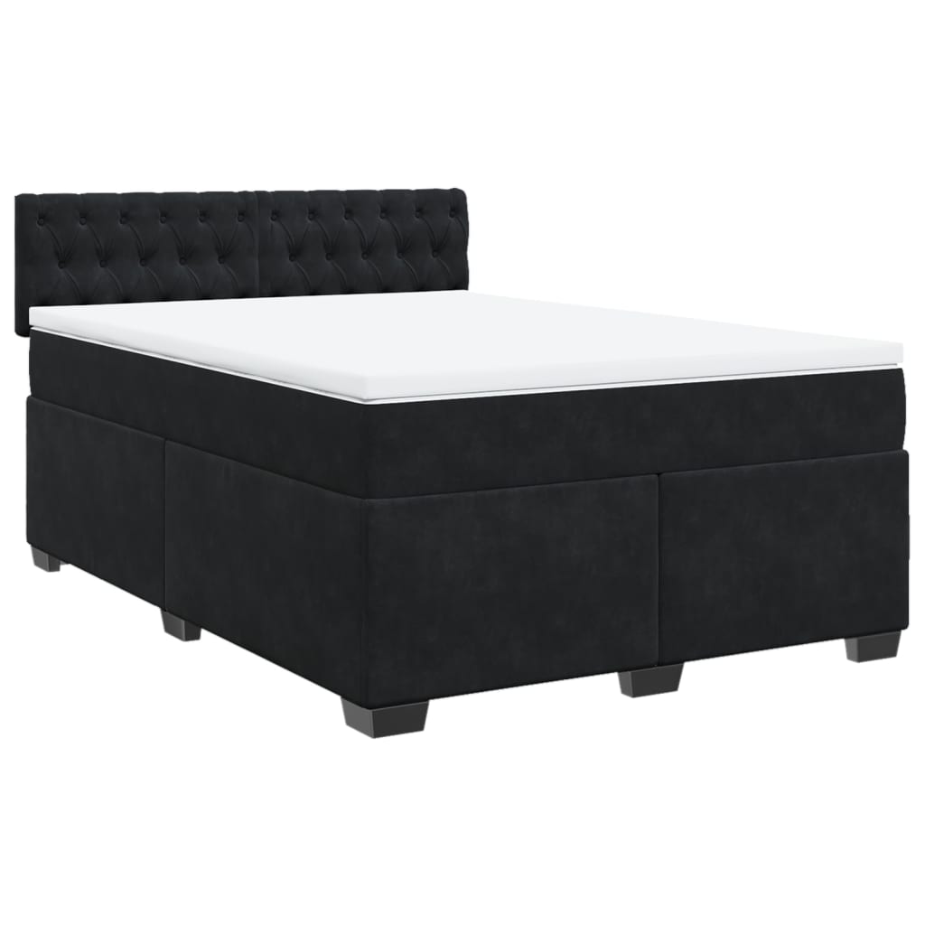 Box spring bed with mattress black 160x200 cm velvet