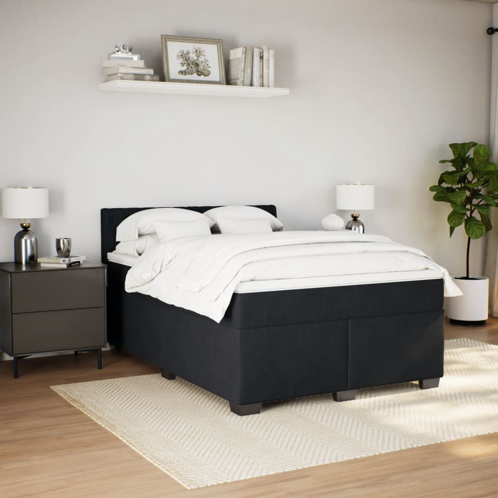 Box spring bed with mattress black 160x200 cm velvet