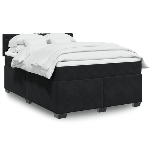 Box spring bed with mattress black 160x200 cm velvet