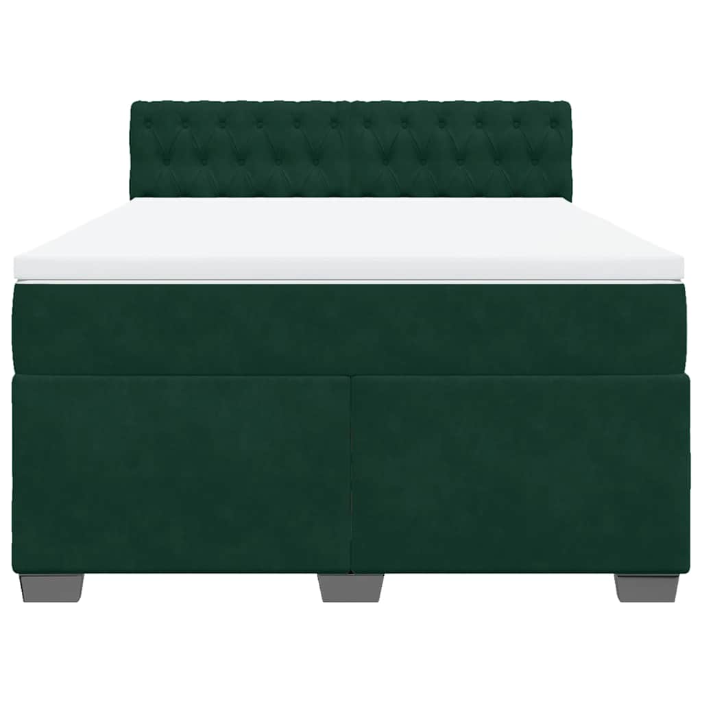 Boxspringbett mit Matratze Dunkelgrün 160x200 cm Samt