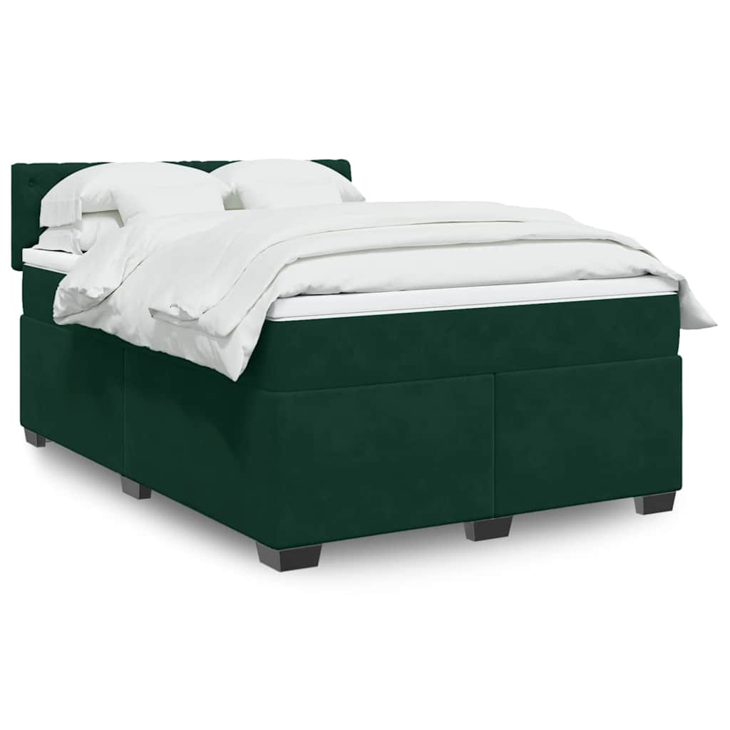 Boxspringbett mit Matratze Dunkelgrün 160x200 cm Samt