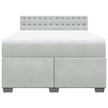 Boxspringbett mit Matratze Hellgrau 160x200 cm Samt