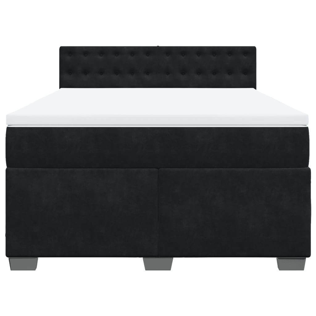 Box spring bed with mattress black 160x200 cm velvet