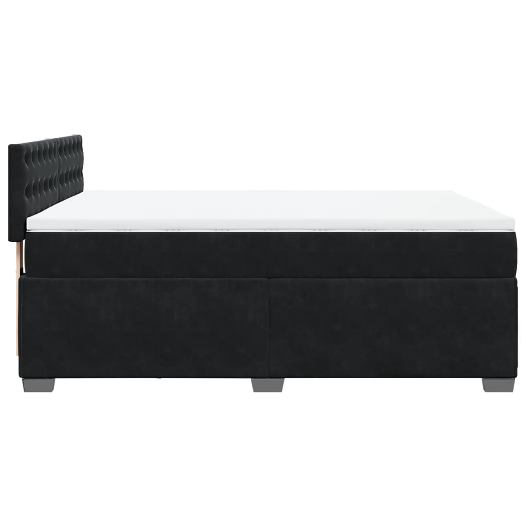 Box spring bed with mattress black 160x200 cm velvet