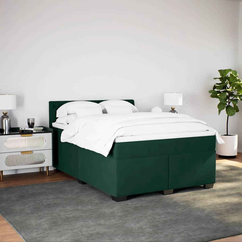 Boxspringbett mit Matratze Dunkelgrün 160x200 cm Samt