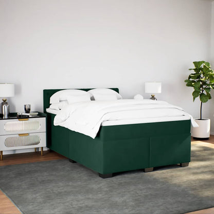 Boxspringbett mit Matratze Dunkelgrün 160x200 cm Samt