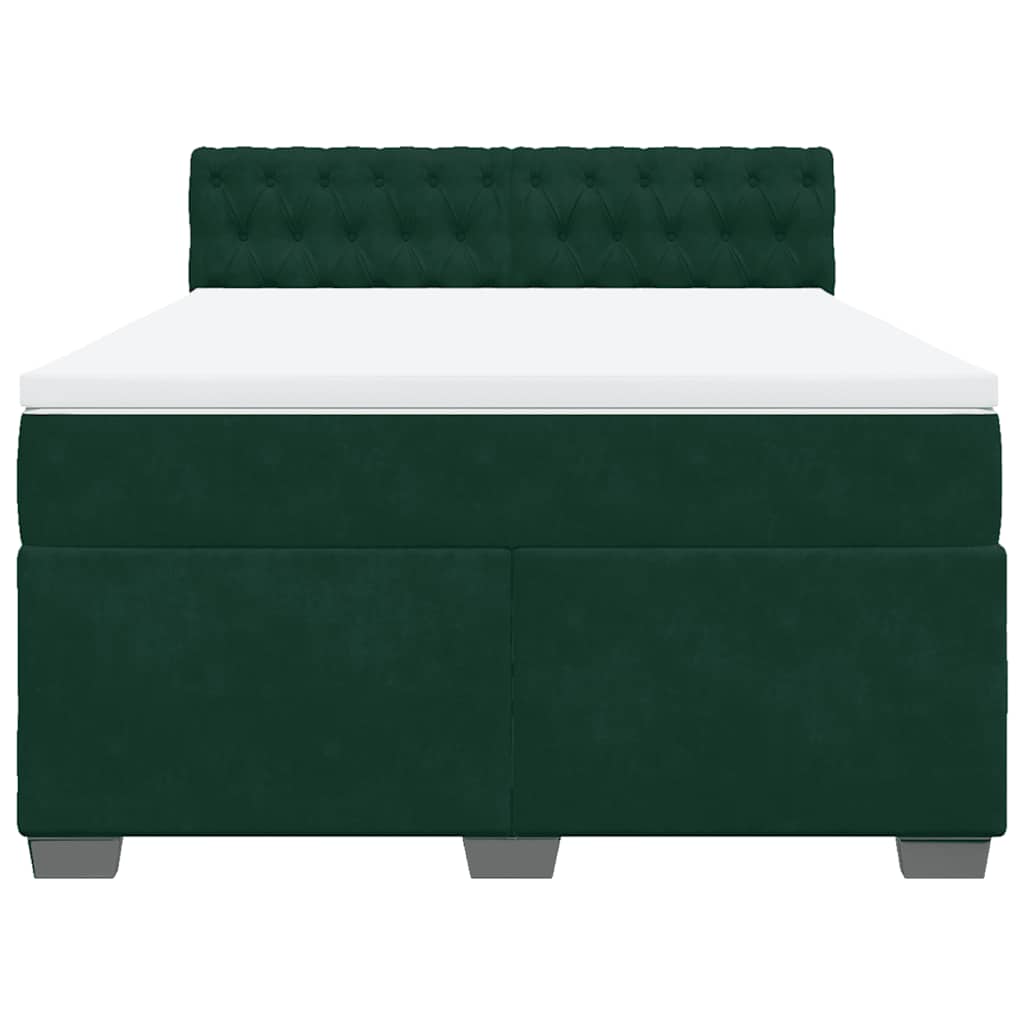 Boxspringbett mit Matratze Dunkelgrün 160x200 cm Samt