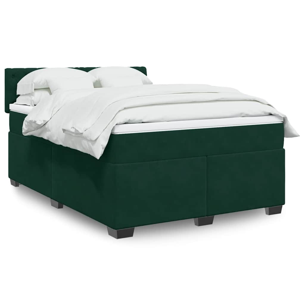 Boxspringbett mit Matratze Dunkelgrün 160x200 cm Samt