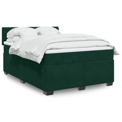 Boxspringbett mit Matratze Dunkelgrün 160x200 cm Samt