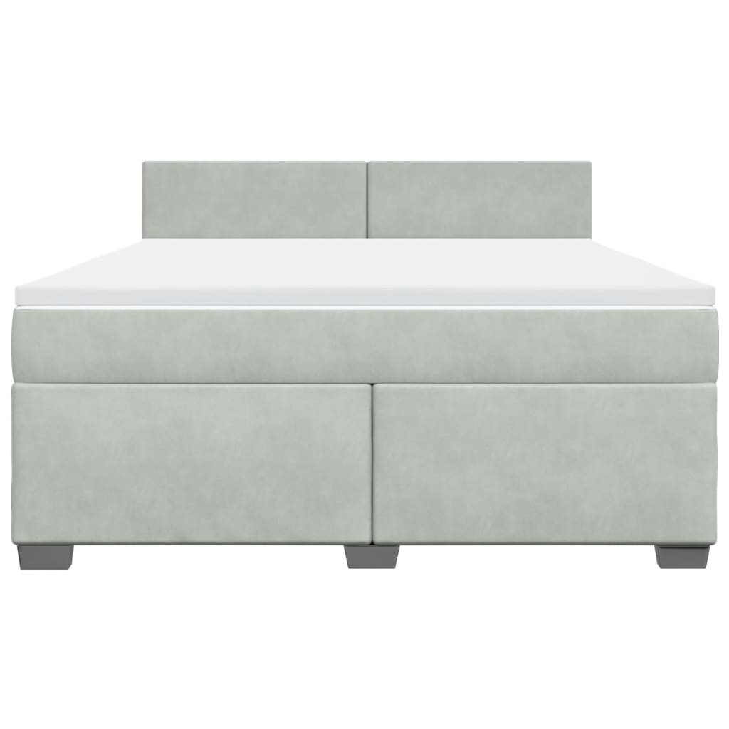 Boxspringbett mit Matratze Hellgrau 180x200 cm Samt