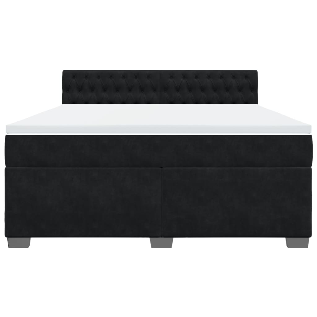 Boxspringbett mit Matratze Schwarz 180x200 cm Samt