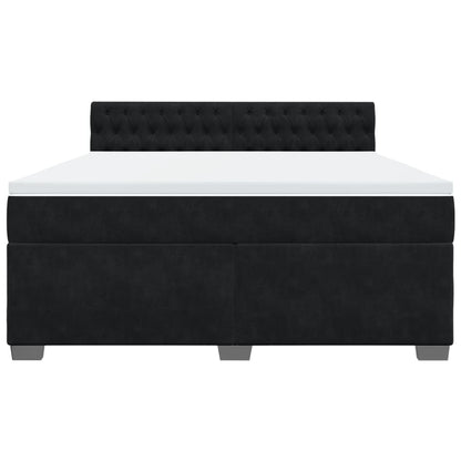 Boxspringbett mit Matratze Schwarz 180x200 cm Samt