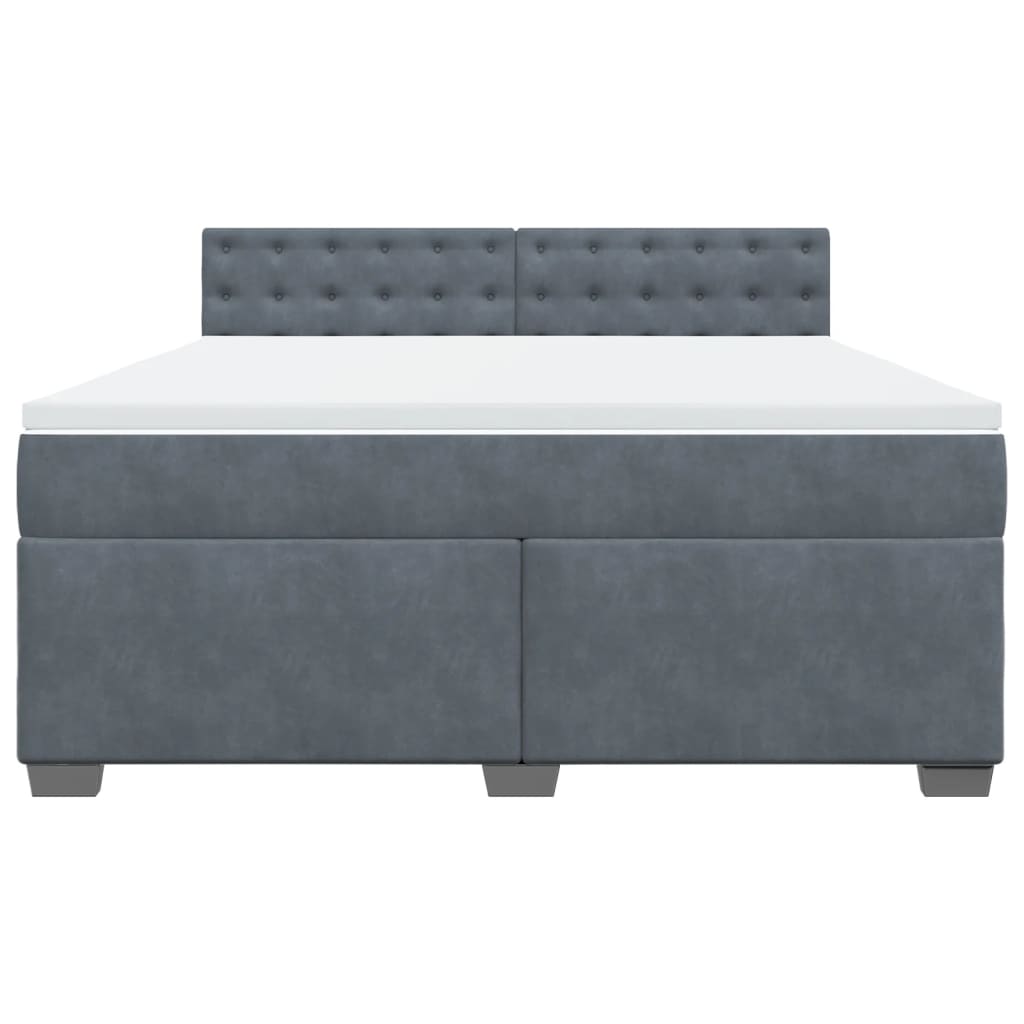 Boxspringbett mit Matratze Dunkelgrau 180x200 cm Samt