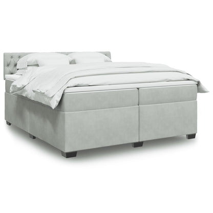 Boxspringbett mit Matratze Hellgrau 200x200 cm Samt