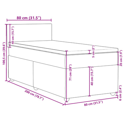 Boxspringbett mit Matratze Schwarz 80x200 cm Stoff