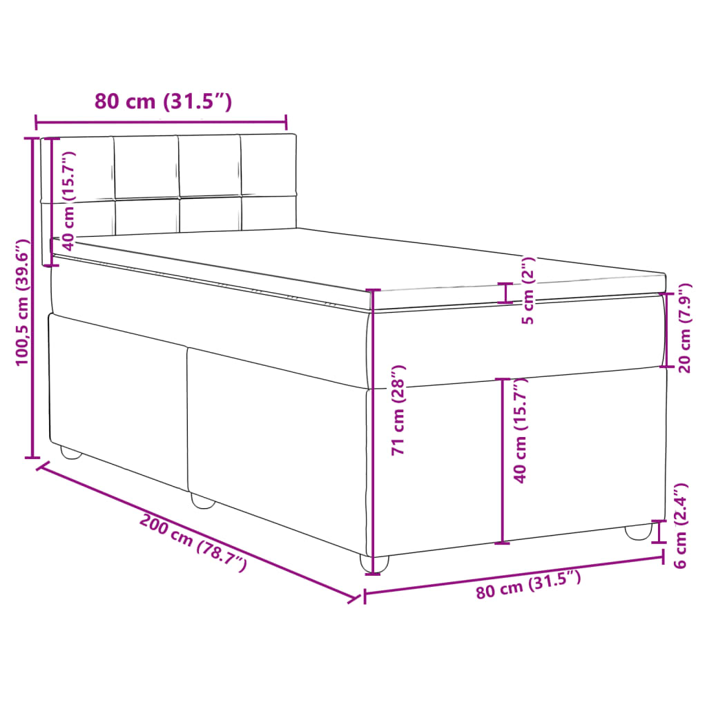 Boxspringbett mit Matratze Taupe 80x200 cm Stoff