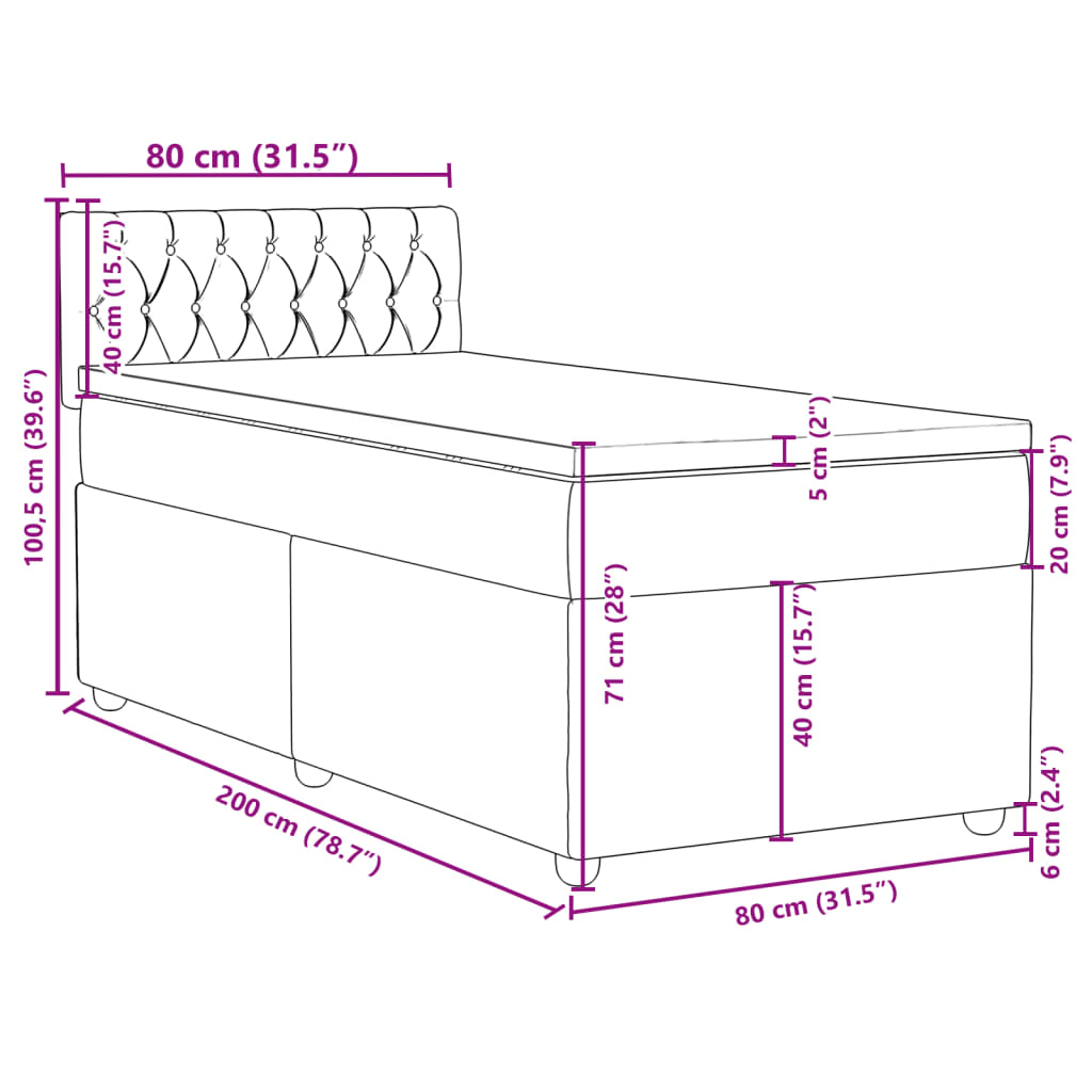 Boxspringbett mit Matratze Taupe 80x200 cm Stoff