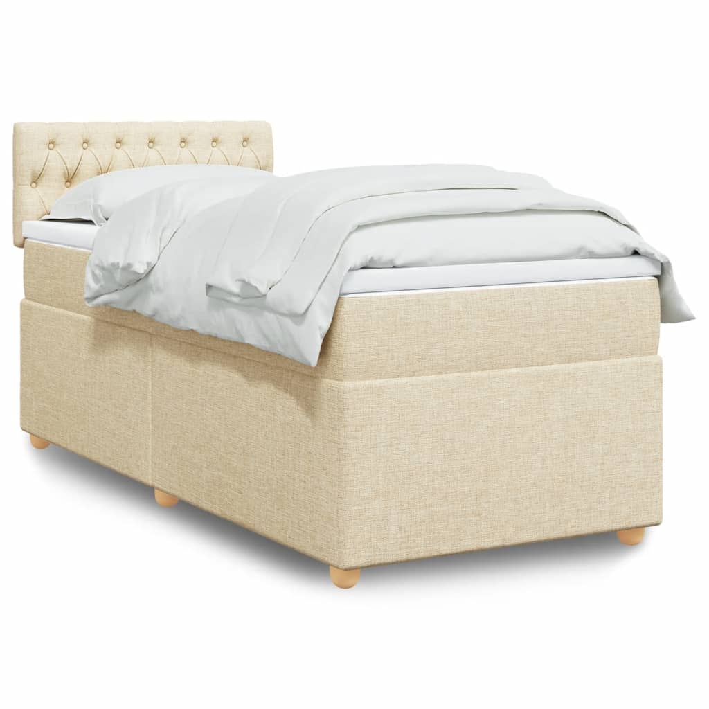 Boxspringbett mit Matratze Creme 80x200 cm Stoff