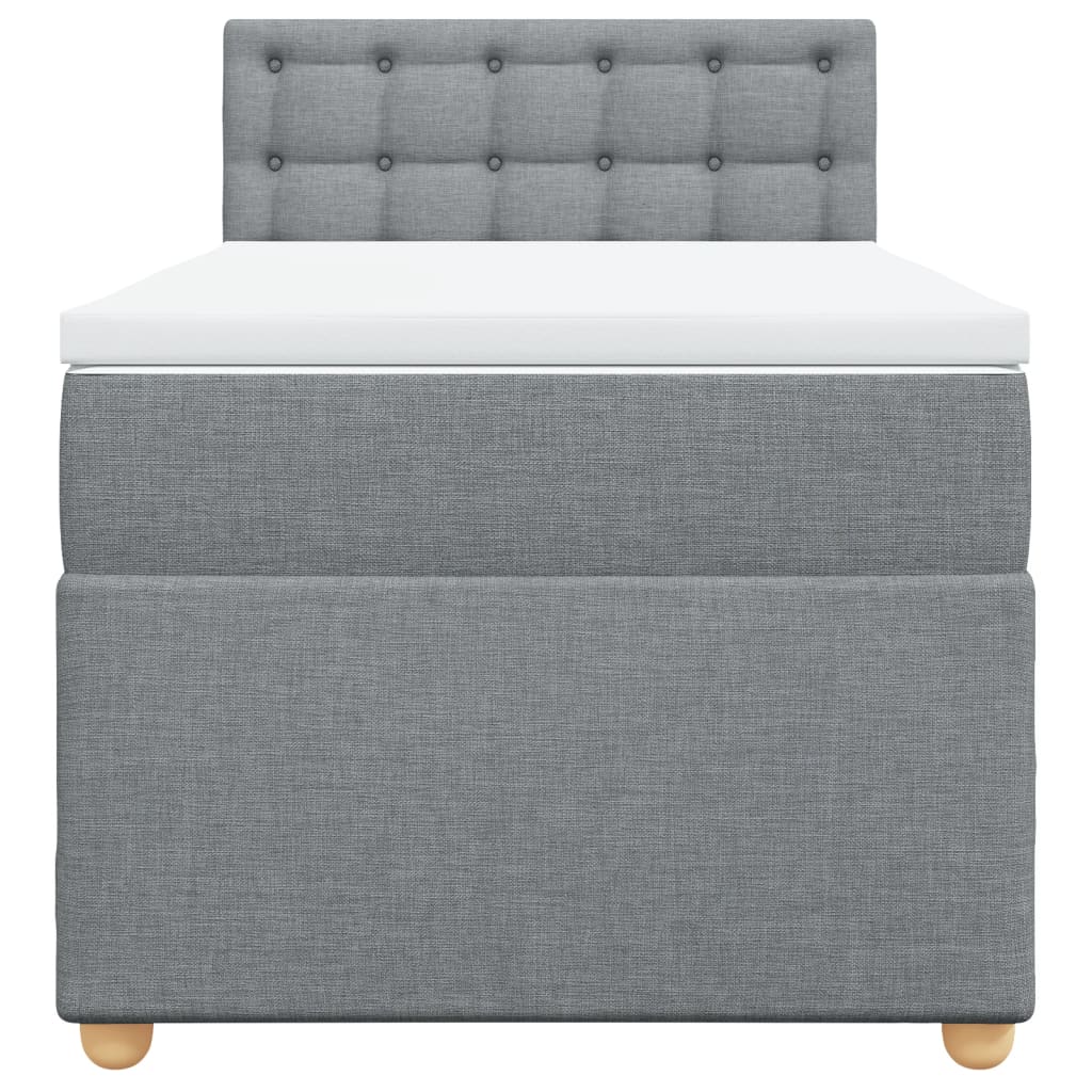 Boxspringbett mit Matratze Hellgrau 80x200 cm Stoff