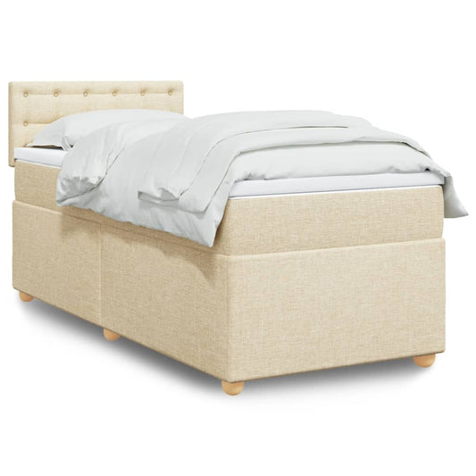 Boxspringbett mit Matratze Creme 80x200 cm Stoff