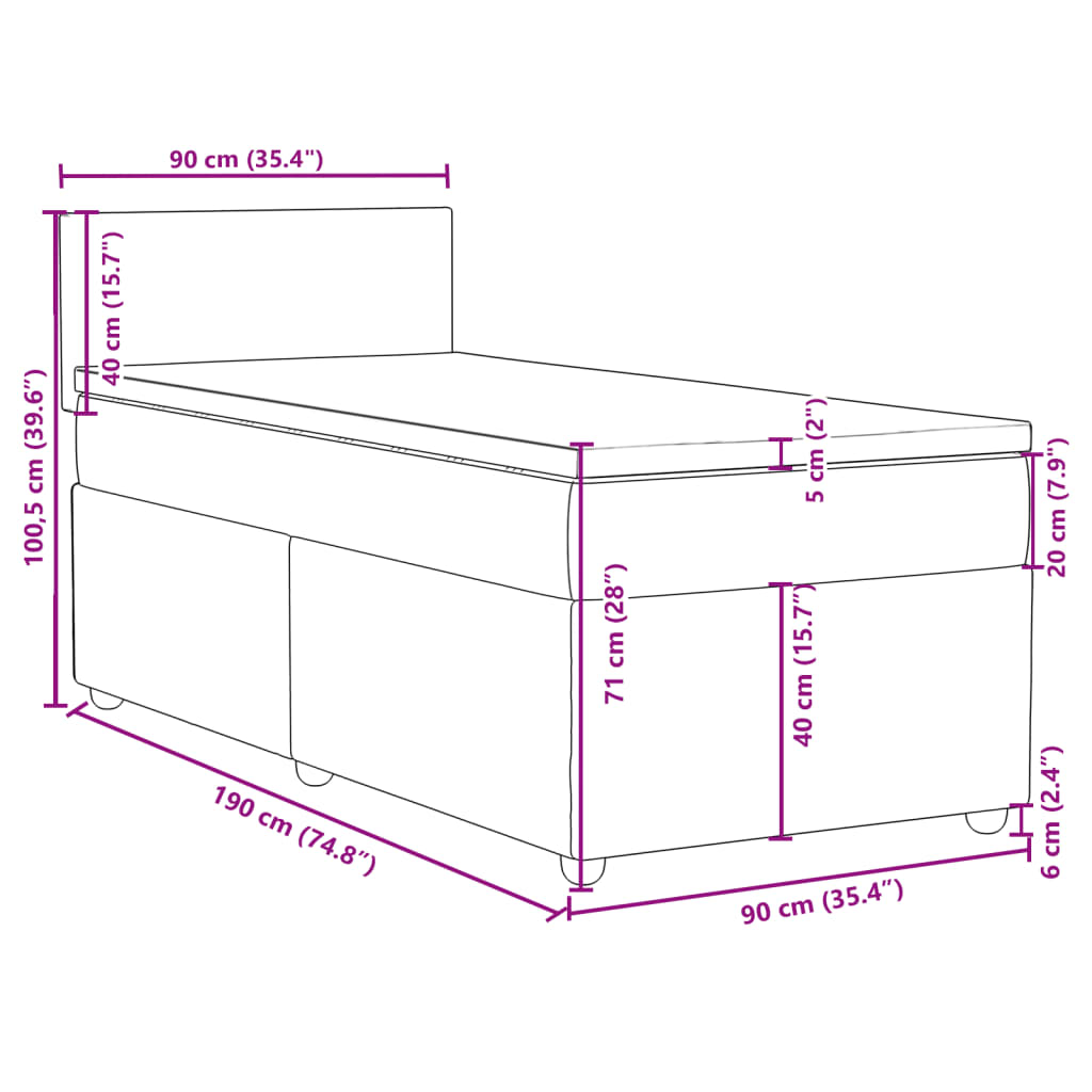 Boxspringbett mit Matratze Dunkelgrau 90x190 cm Stoff