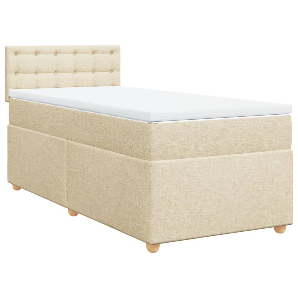 Boxspringbett mit Matratze Creme 90x190 cm Stoff