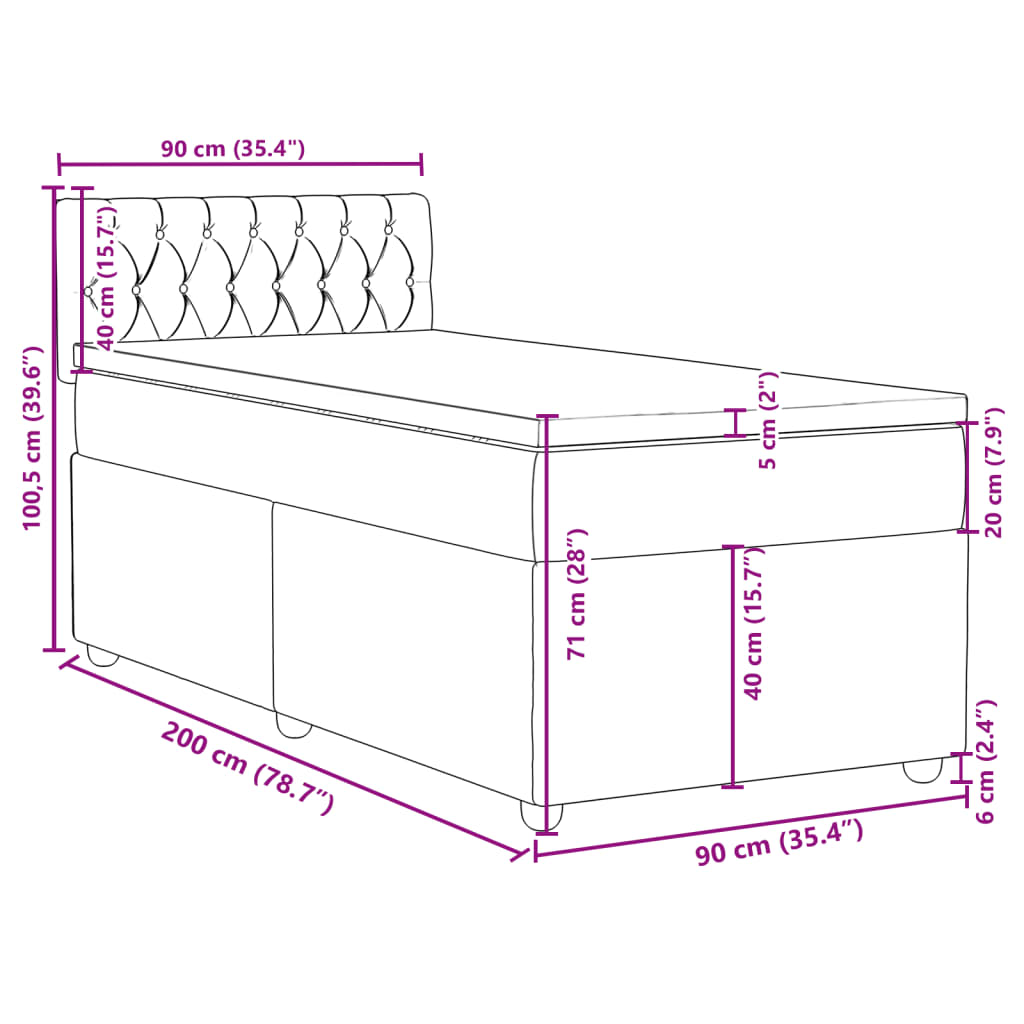 Boxspringbett mit Matratze Taupe 90x200 cm Stoff