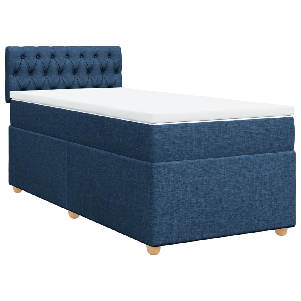 Boxspringbett mit Matratze Blau 90x200 cm Stoff