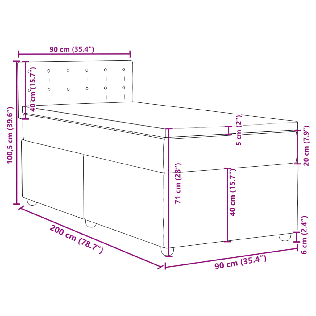 Boxspringbett mit Matratze Creme 90x200 cm Stoff