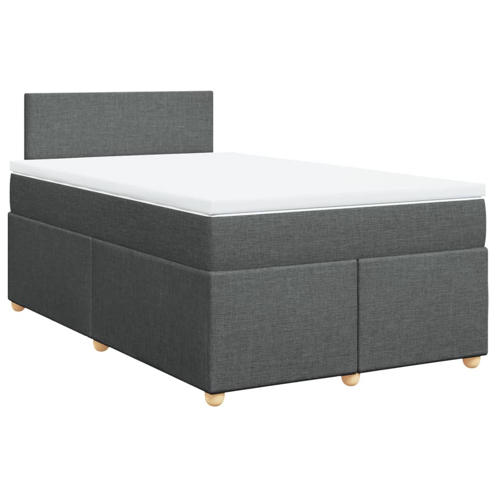 Lit à sommier tapissier avec matelas en tissu gris foncé 120x190 cm
