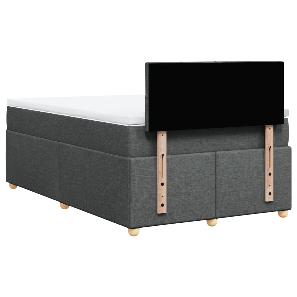 Lit à sommier tapissier avec matelas en tissu gris foncé 120x190 cm