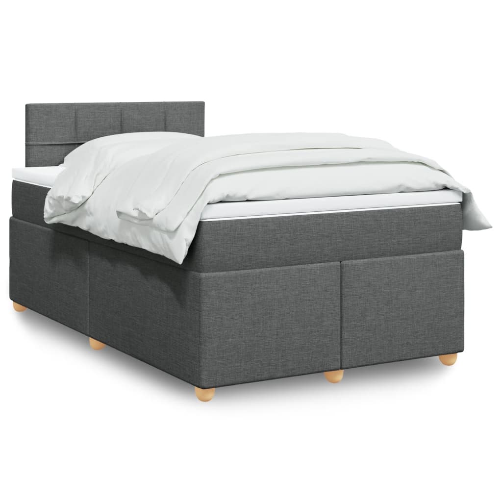 Lit à sommier tapissier avec matelas en tissu gris foncé 120x190 cm