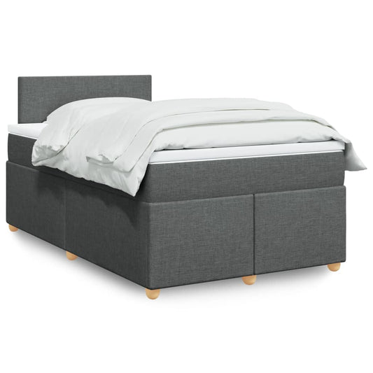 Box spring bed with mattress dark grey 120x200 cm fabric