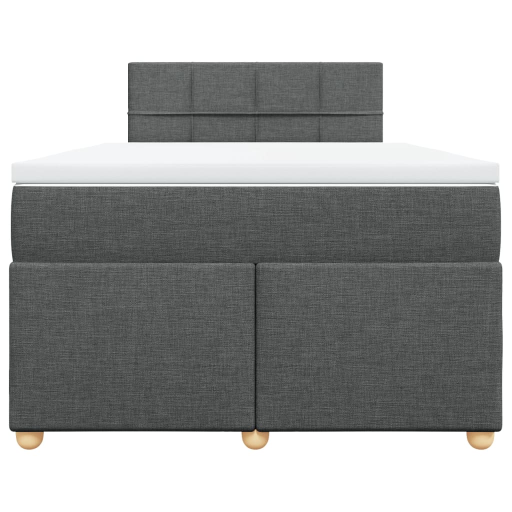 Box spring bed with mattress dark grey 120x200 cm fabric