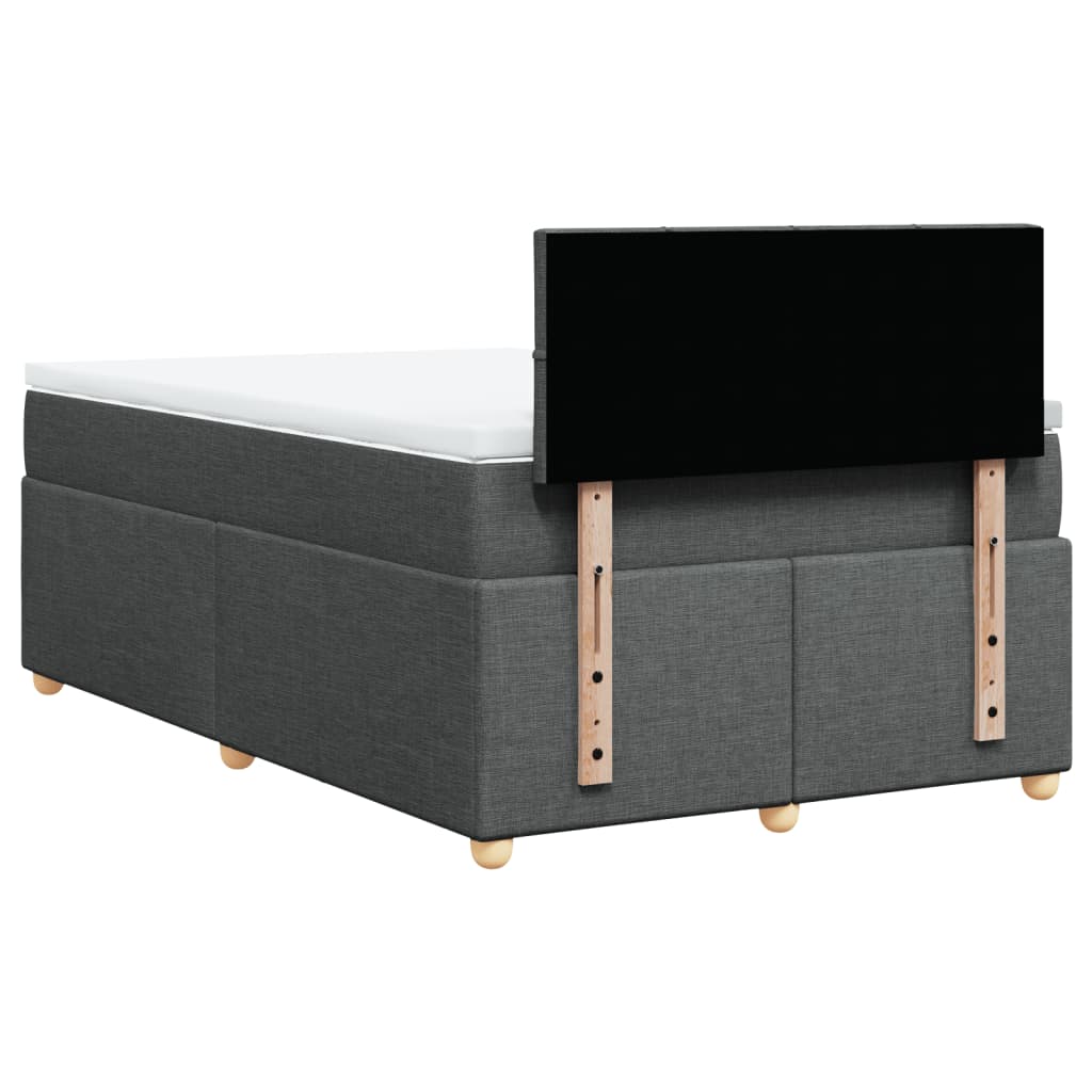 Box spring bed with mattress dark grey 120x200 cm fabric