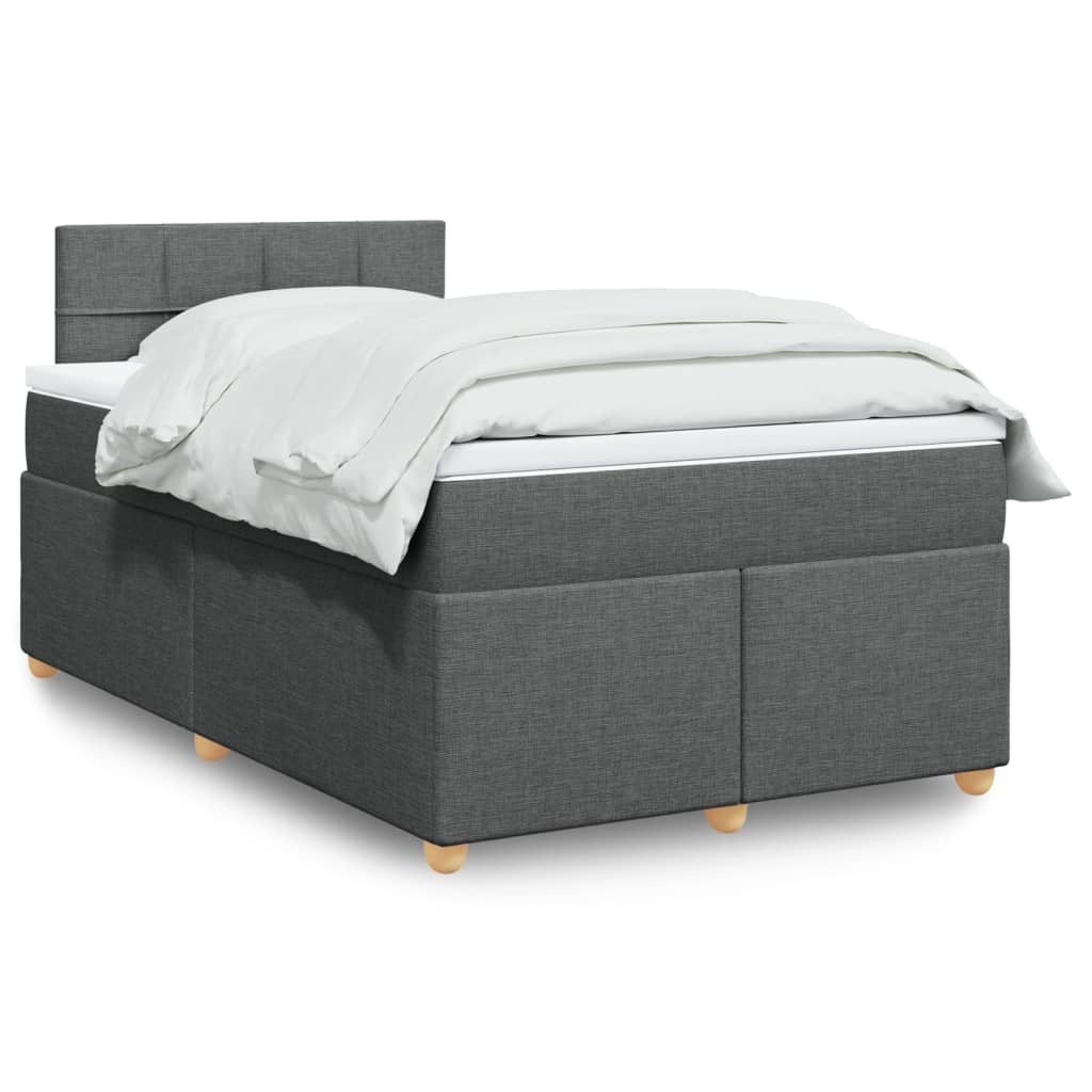 Box spring bed with mattress dark grey 120x200 cm fabric