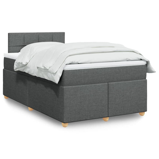 Box spring bed with mattress dark grey 120x200 cm fabric
