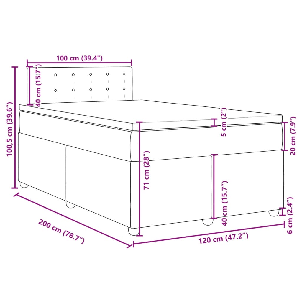 Boxspringbett mit Matratze Dunkelgrau 120x200 cm Stoff