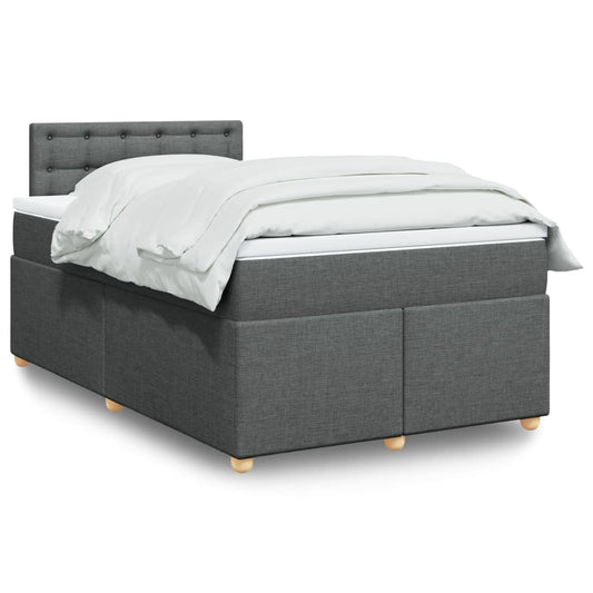 Box spring bed with mattress dark grey 120x200 cm fabric