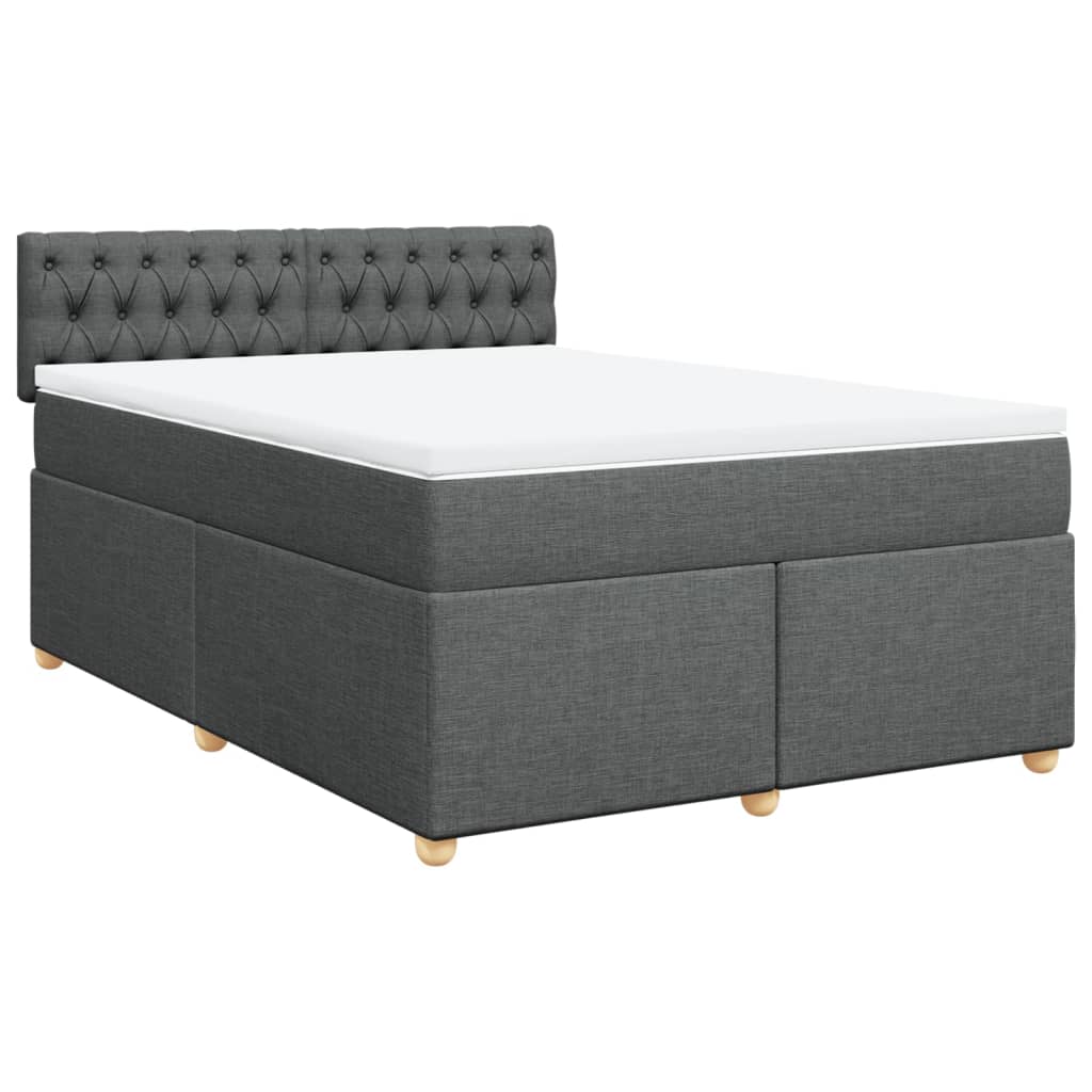 Boxspringbett mit Matratze Dunkelgrau 140x190 cm Stoff
