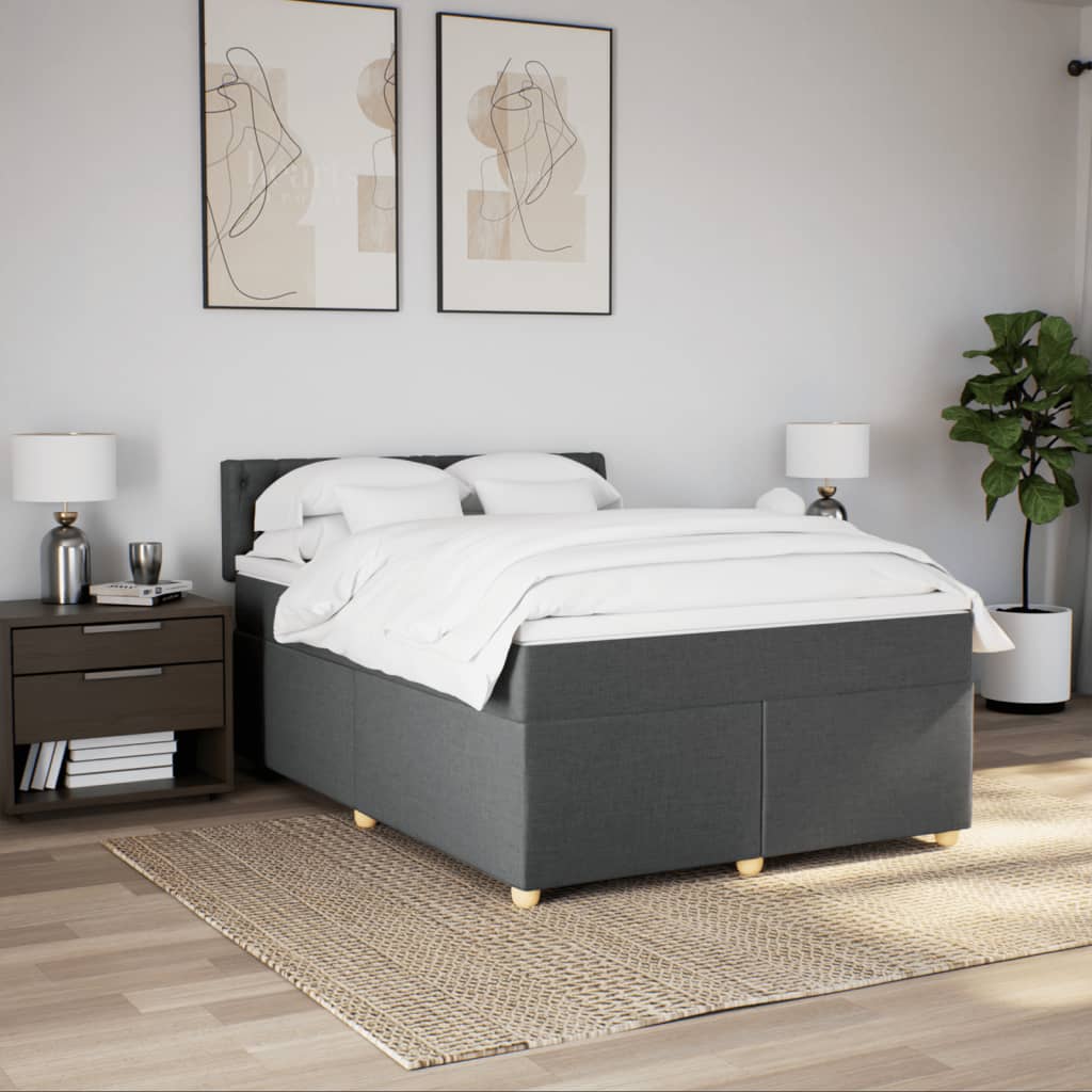 Boxspringbett mit Matratze Dunkelgrau 140x190 cm Stoff