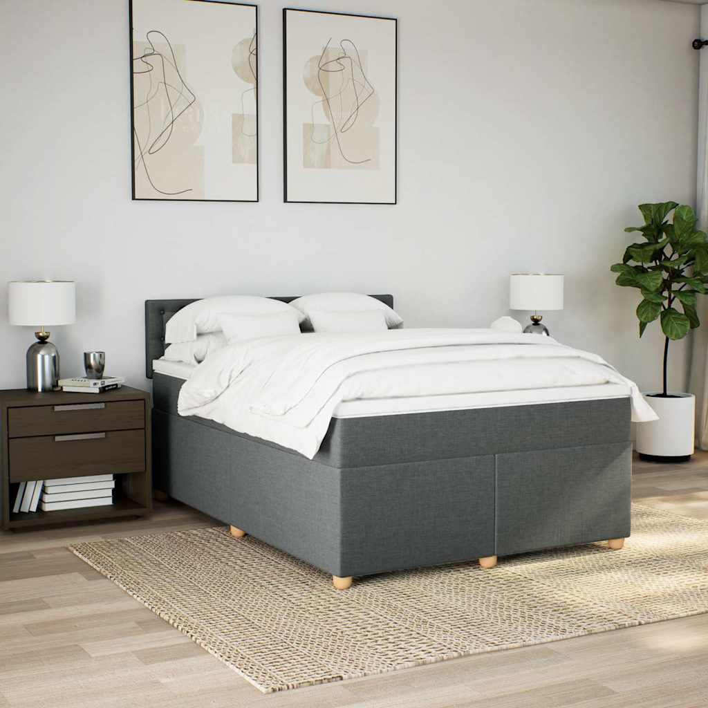 Boxspringbett mit Matratze Dunkelgrau 140x190 cm Stoff