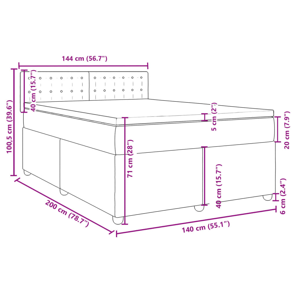 Boxspringbett mit Matratze Dunkelgrau 140x200 cm Stoff