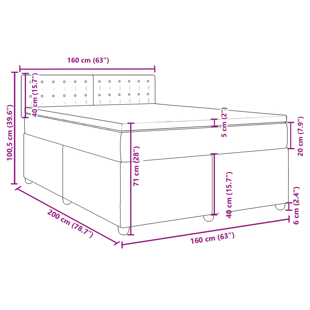 Boxspringbett mit Matratze Schwarz 160x200 cm Stoff