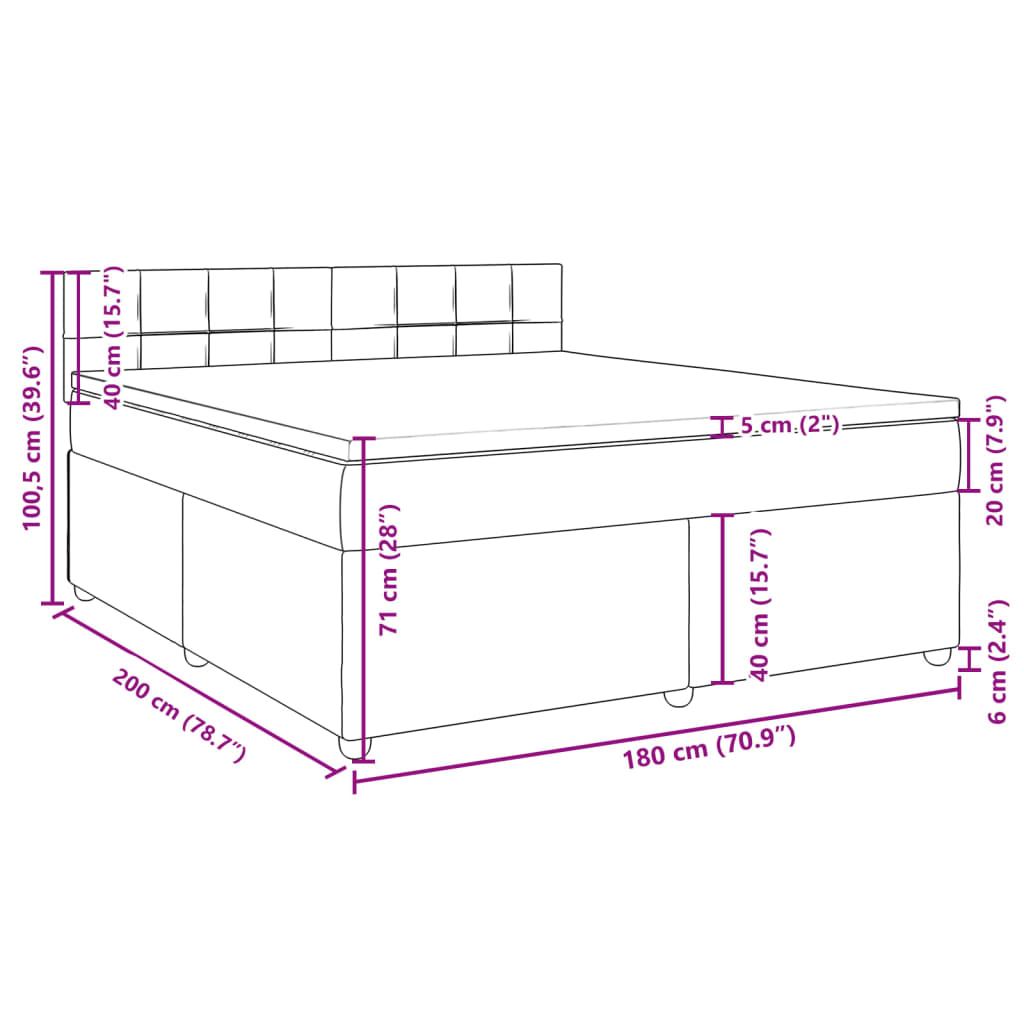 Boxspringbett mit Matratze Dunkelgrau 180x200 cm Stoff