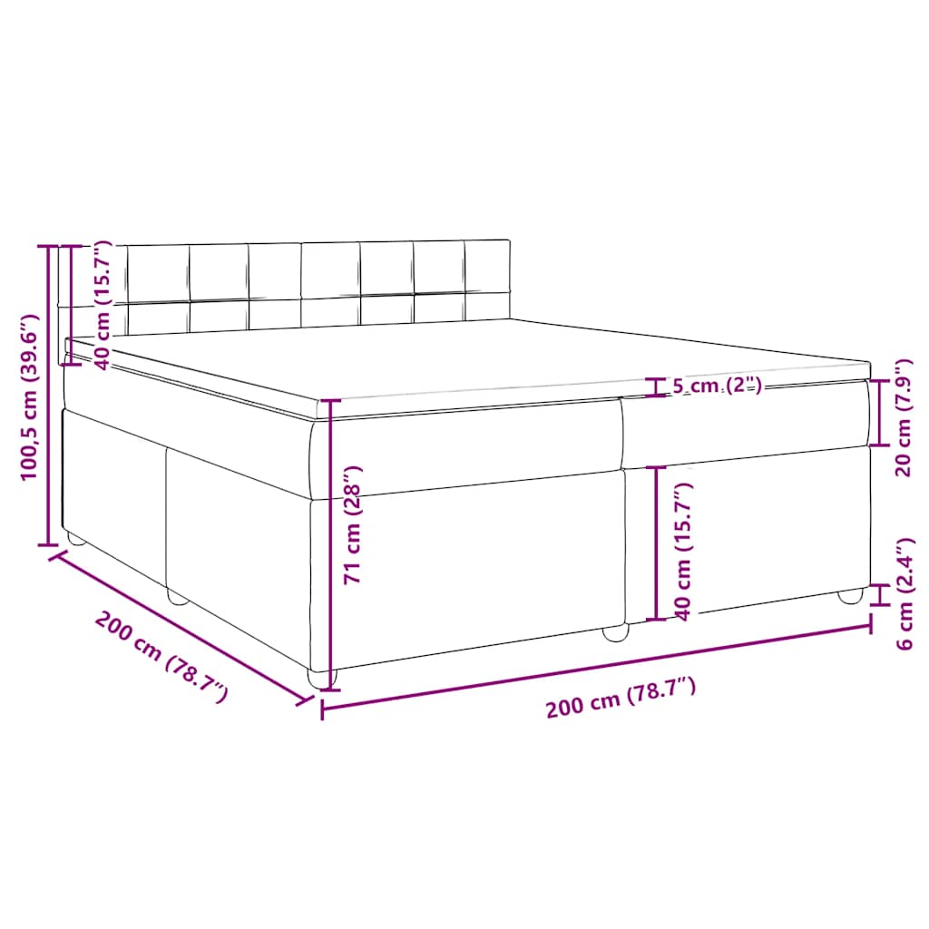 Boxspringbett mit Matratze Schwarz 200x200 cm Stoff