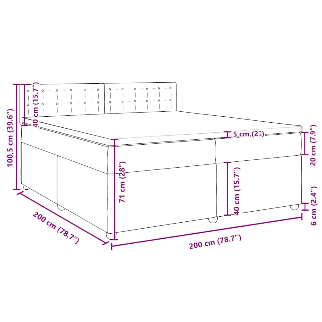 Boxspringbett mit Matratze Schwarz 200x200 cm Stoff