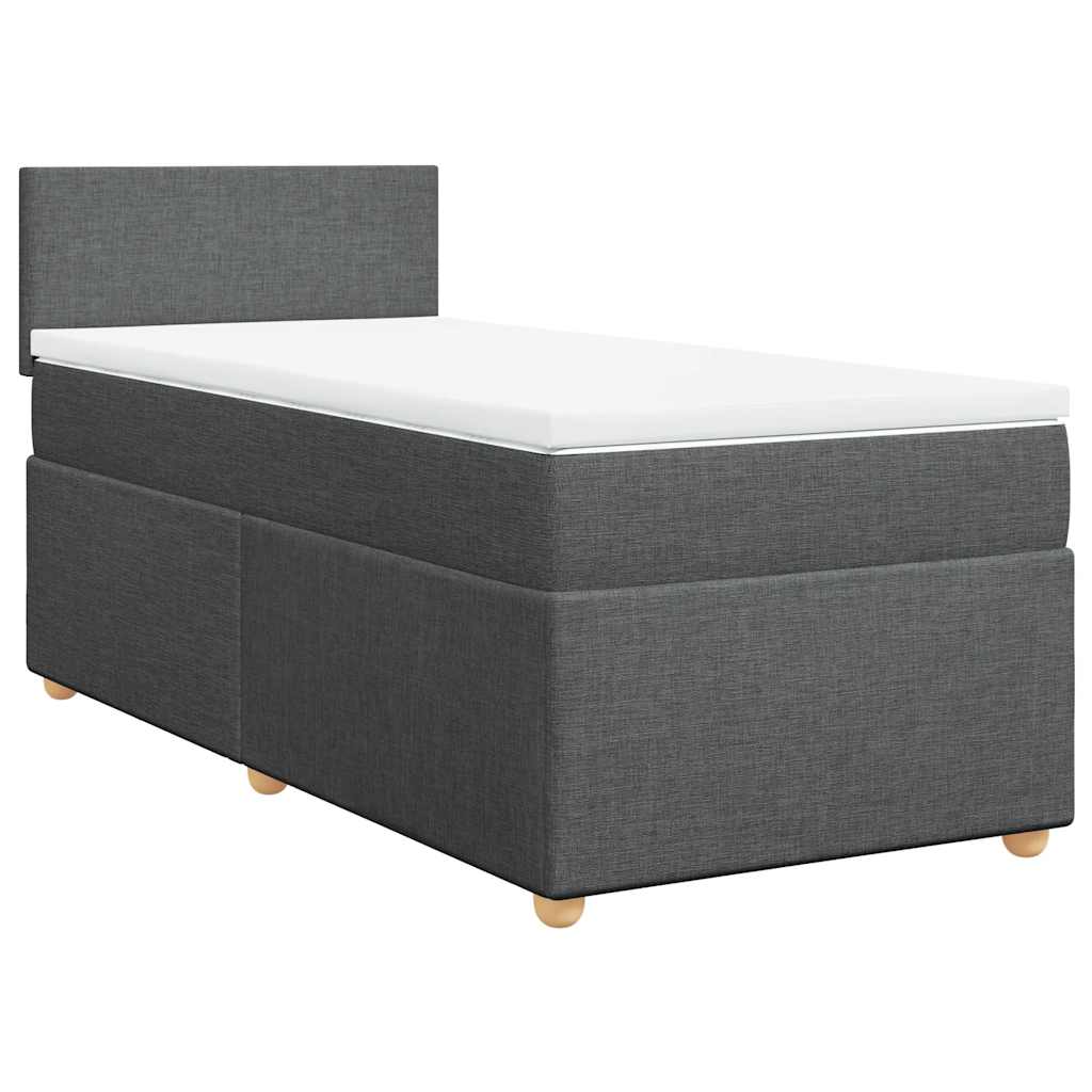 Boxspringbett mit Matratze Dunkelgrau Einzelbett Stoff