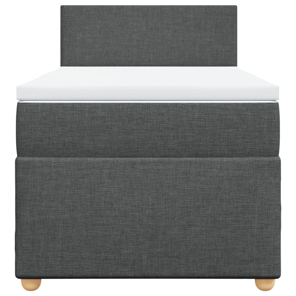Boxspringbett mit Matratze Dunkelgrau Einzelbett Stoff
