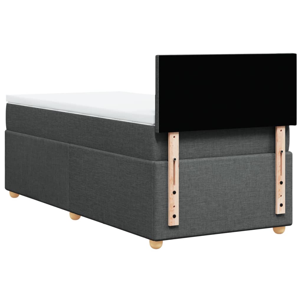Boxspringbett mit Matratze Dunkelgrau Einzelbett Stoff